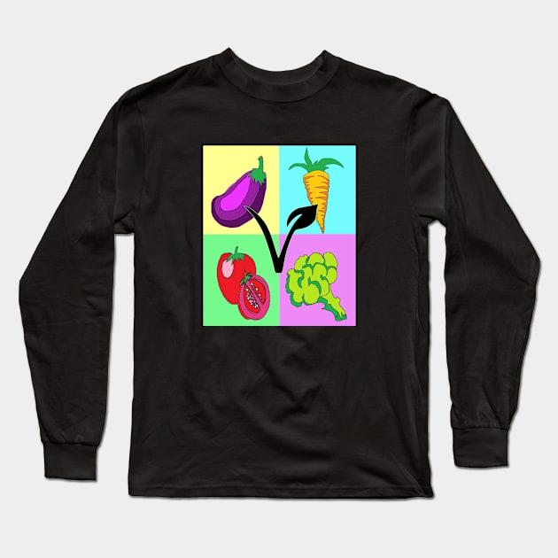 Vegan Pop Art veg Long Sleeve T-Shirt by LowEndGraphics